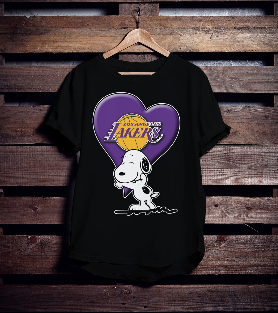 Snoopy Heart Los Angeles Lakers Basketball T-Shirt
