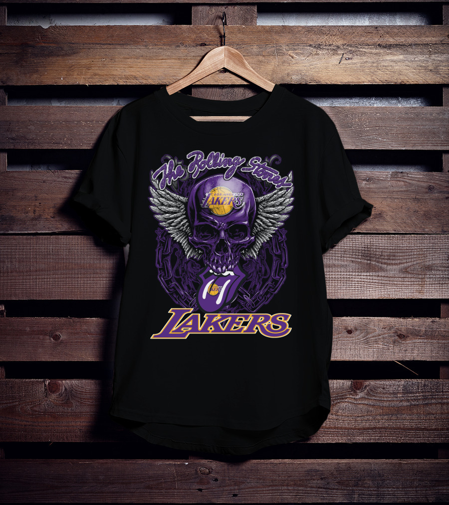 The Rolling Stones Los Angeles Lakers Skull Logo Collaboration T-Shirt