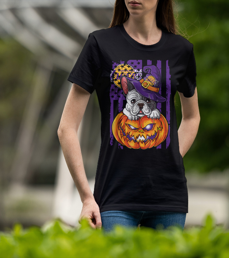 Hlw Bulldog Los Angeles Lakers Halloween Pumpkin Wizard Hat T-Shirt