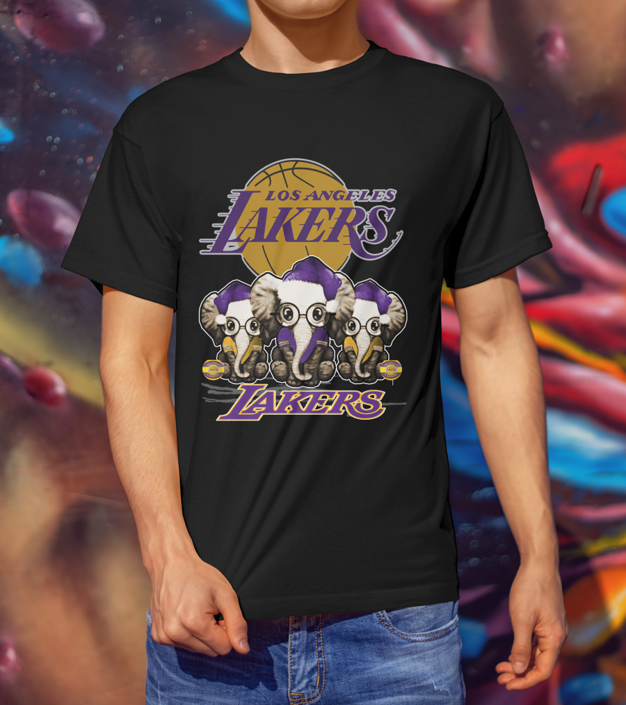 Los Angeles Lakers Xmas Elephants Basketball T-Shirt