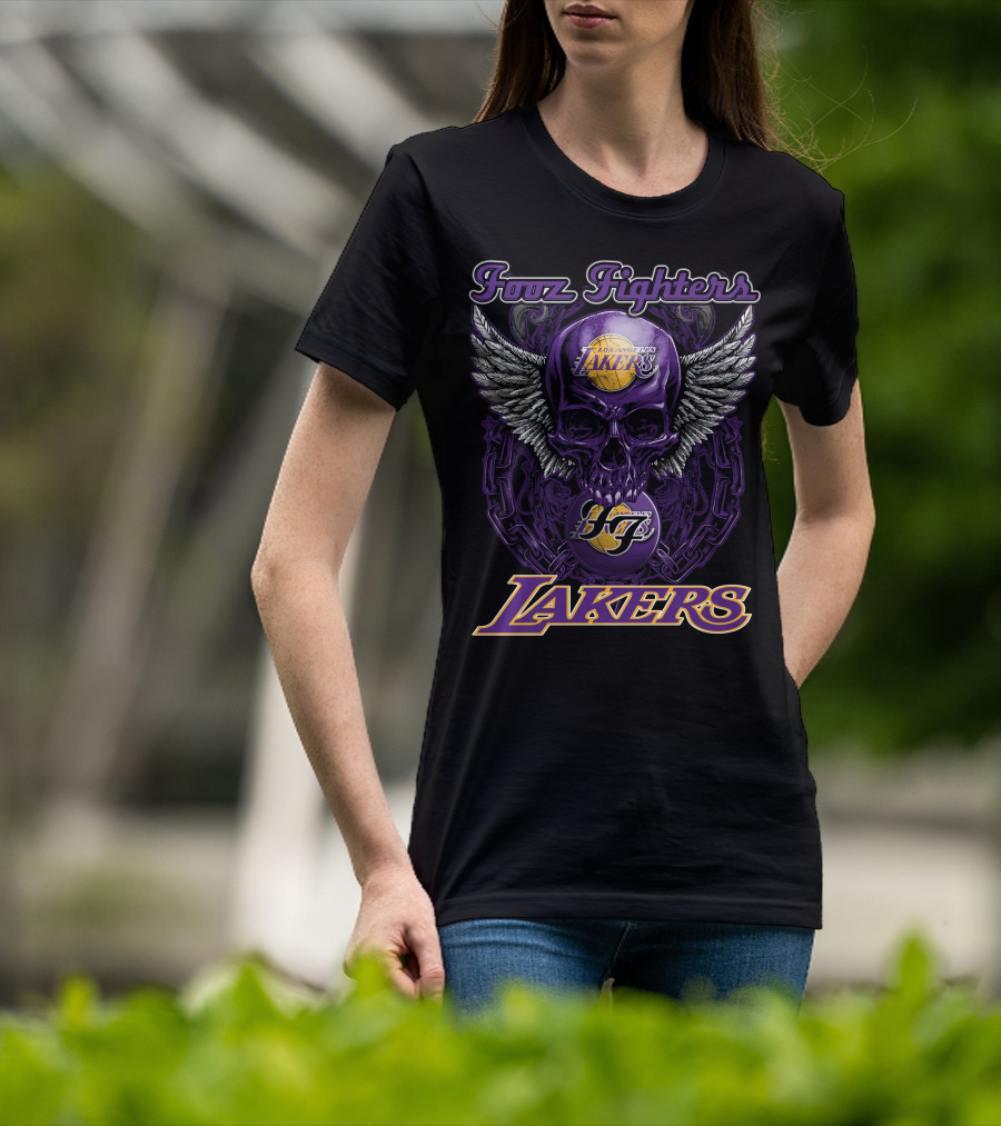 Foo Fighters Los Angeles Lakers Skull Wings T-Shirt