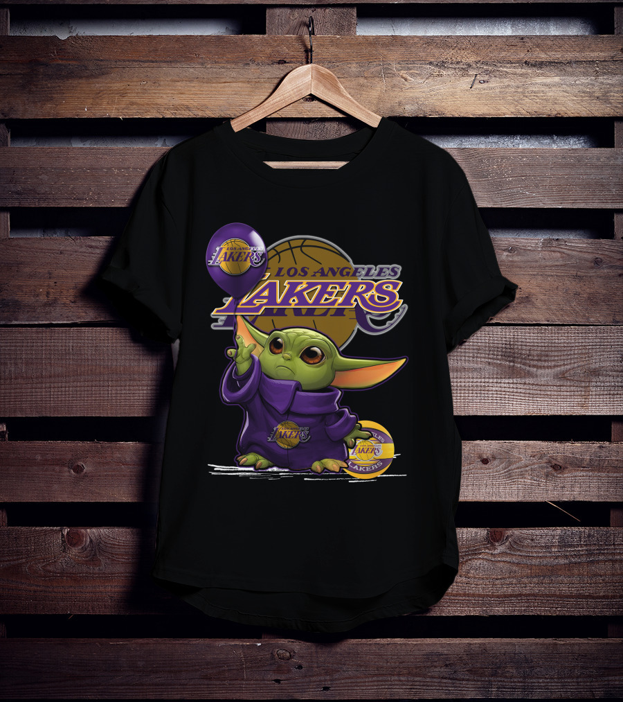 Yoda Los Angeles Lakers Basketball Logo Baby Alien T-Shirt
