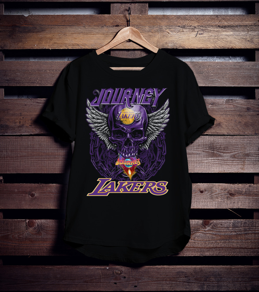 Journey Los Angeles Lakers Skull Wings Flame T-Shirt