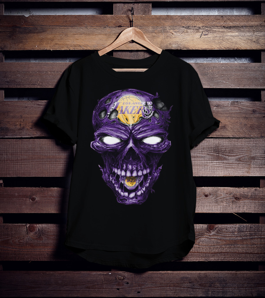 Skull Los Angeles Lakers Purple Basketball T-Shirt