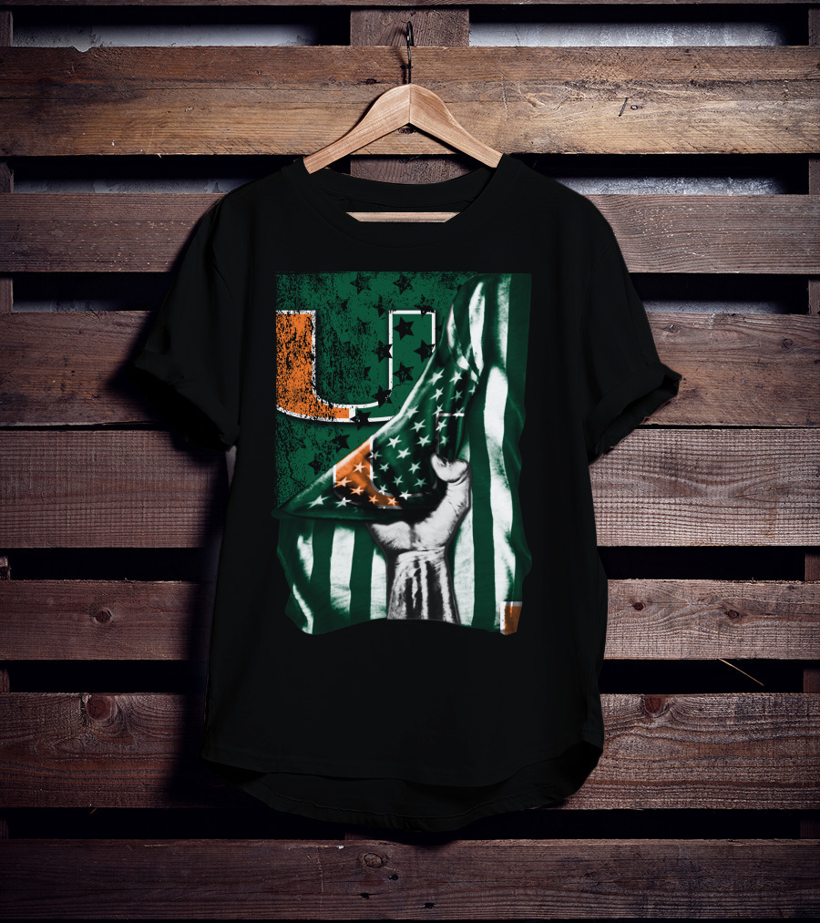 Miami Hurricanes U Flag Stars And Stripes Fist T-Shirt