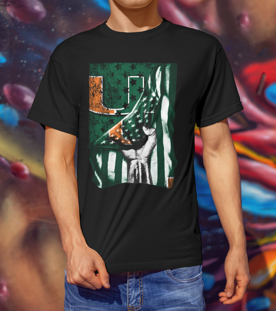 Miami Hurricanes U Flag Stars And Stripes Fist T-Shirt
