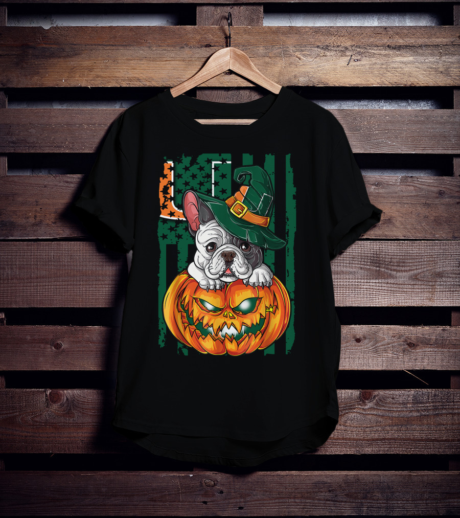 Hlw Bulldog Halloween Miami Hurricanes Pumpkin Hat T-Shirt