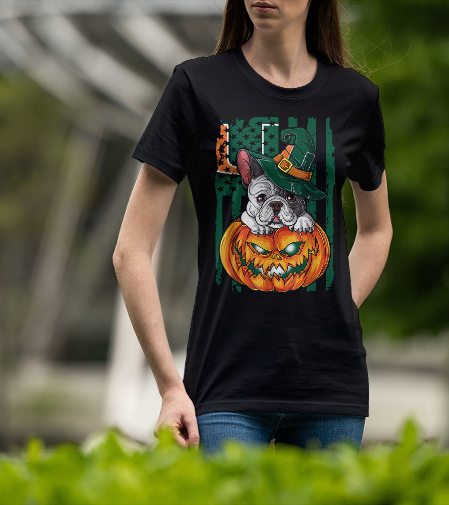 Hlw Bulldog Halloween Miami Hurricanes Pumpkin Hat T-Shirt