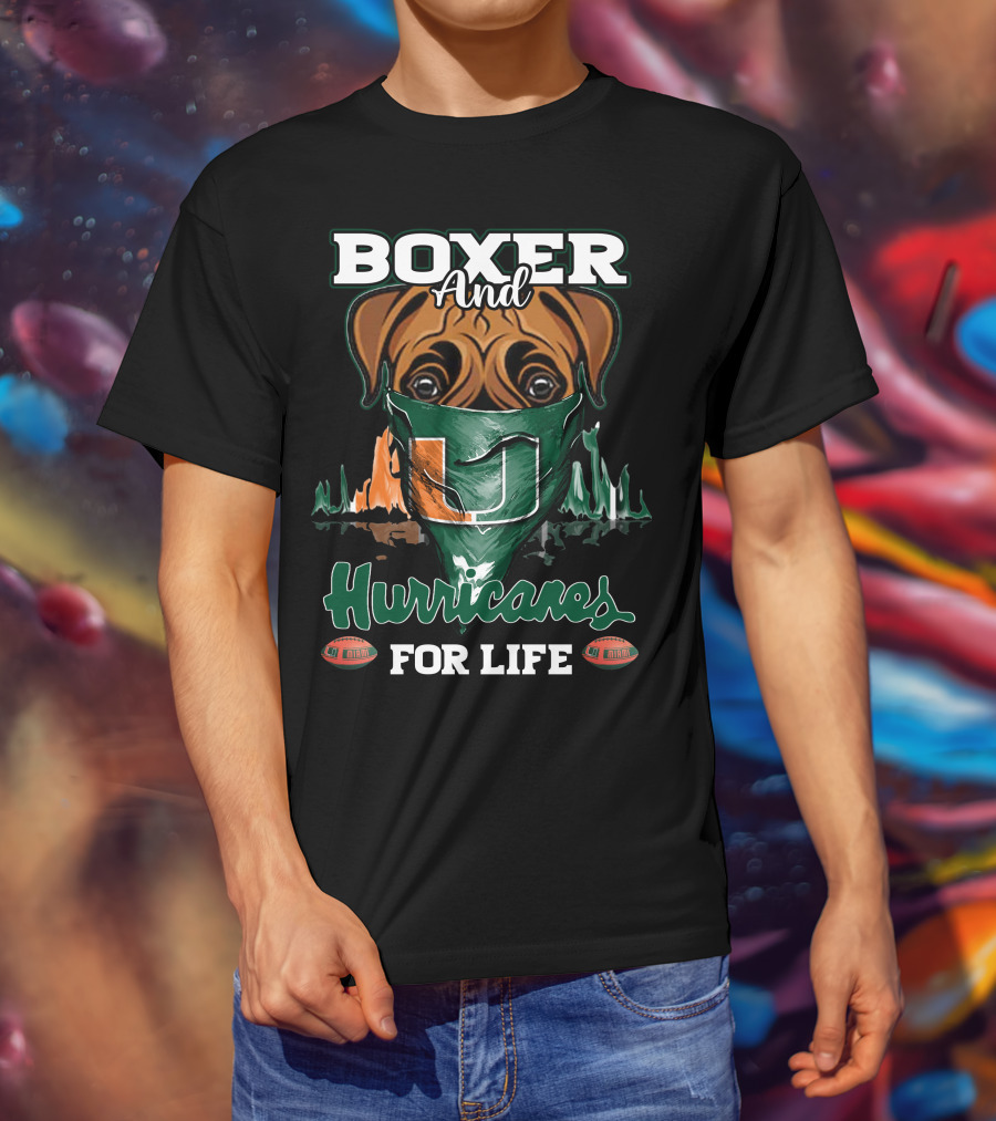 Boxer And Hurricanes For Life Miami T-Shirt