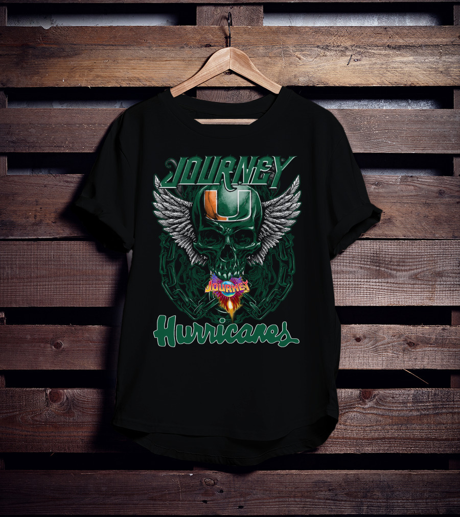 Journey Miami Hurricanes Skull Wings T-Shirt