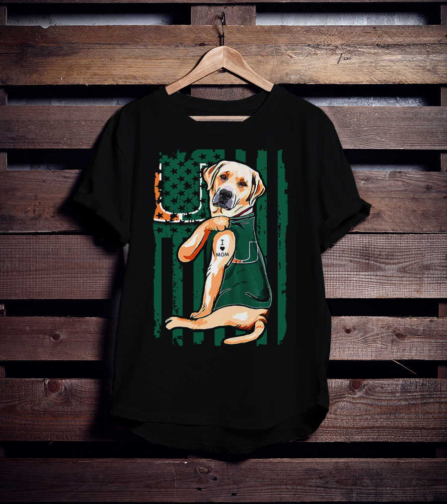 Labrador Retriever I Love Mom Miami Hurricanes T-Shirt