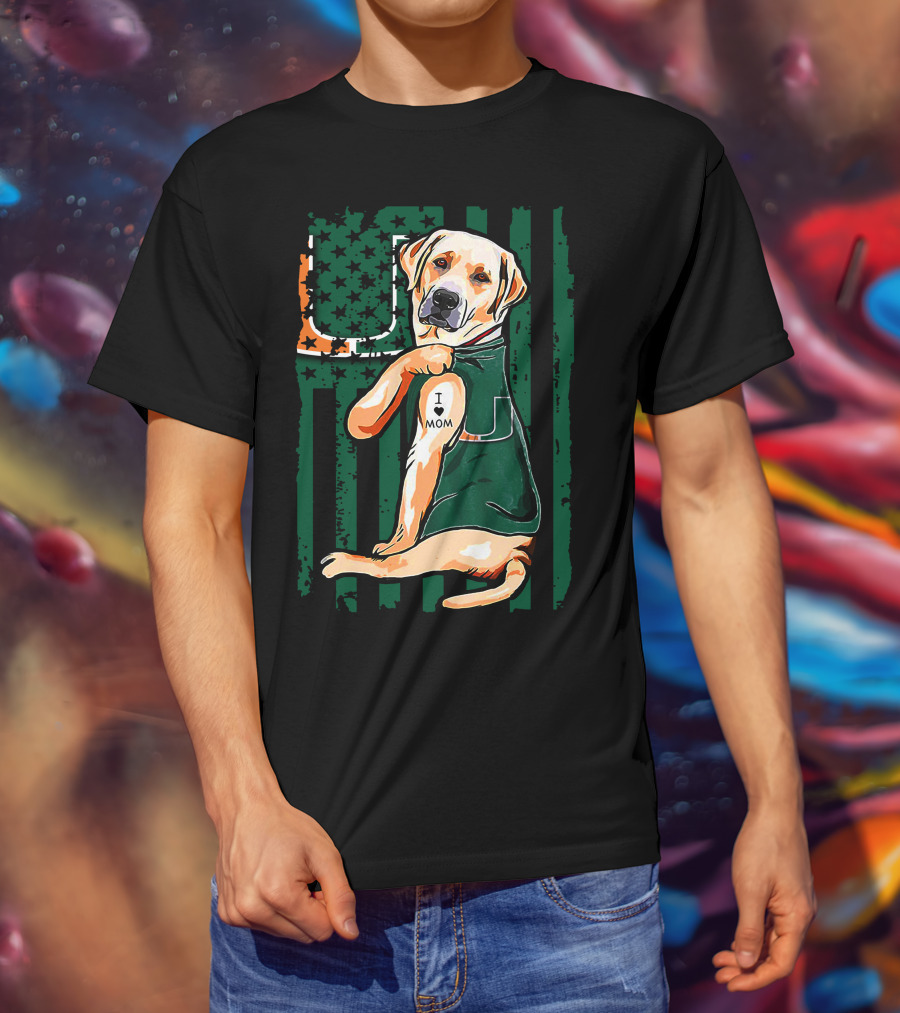 Labrador Retriever I Love Mom Miami Hurricanes T-Shirt