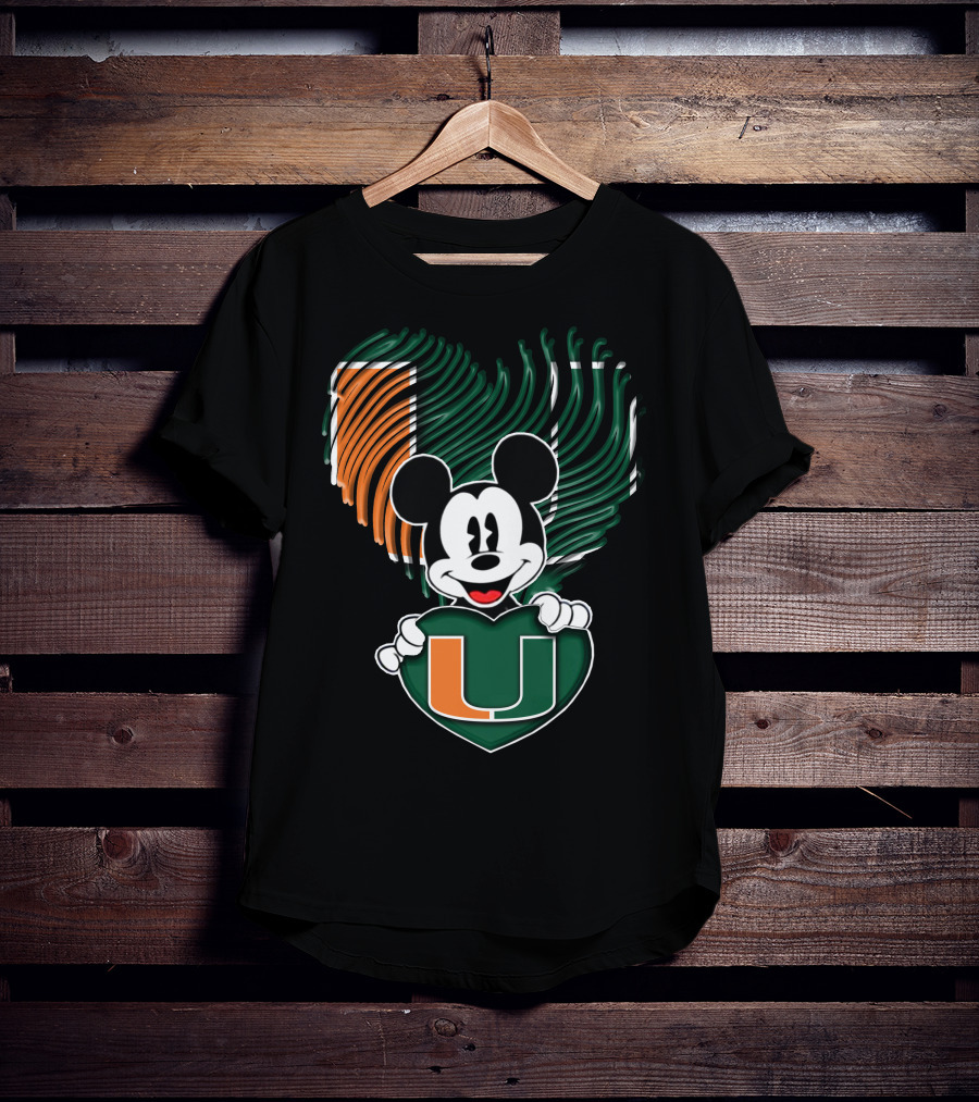 Mickey Mouse Miami Hurricanes Heart U T-Shirt
