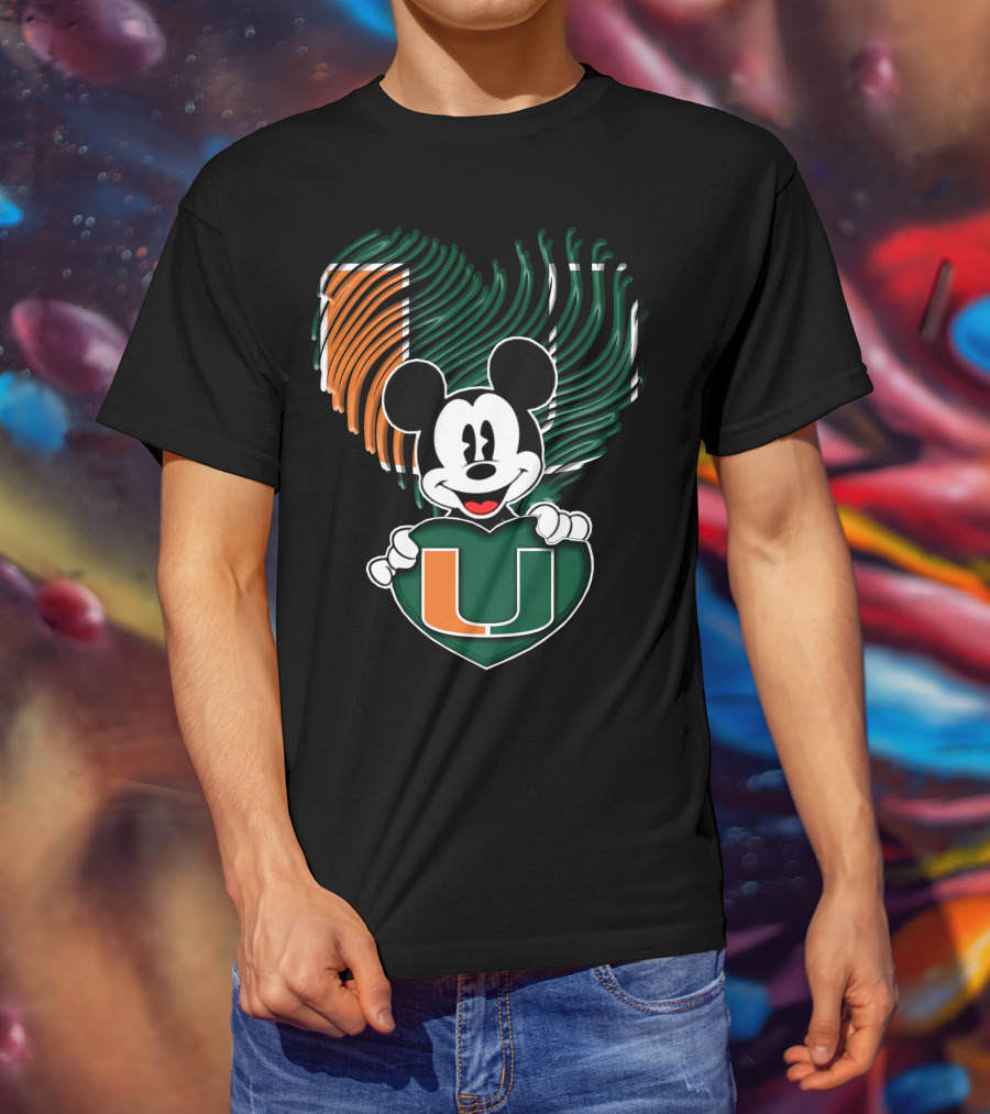 Mickey Mouse Miami Hurricanes Heart U T-Shirt