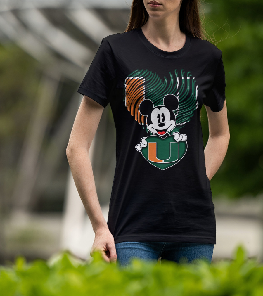 Mickey Mouse Miami Hurricanes Heart U T-Shirt
