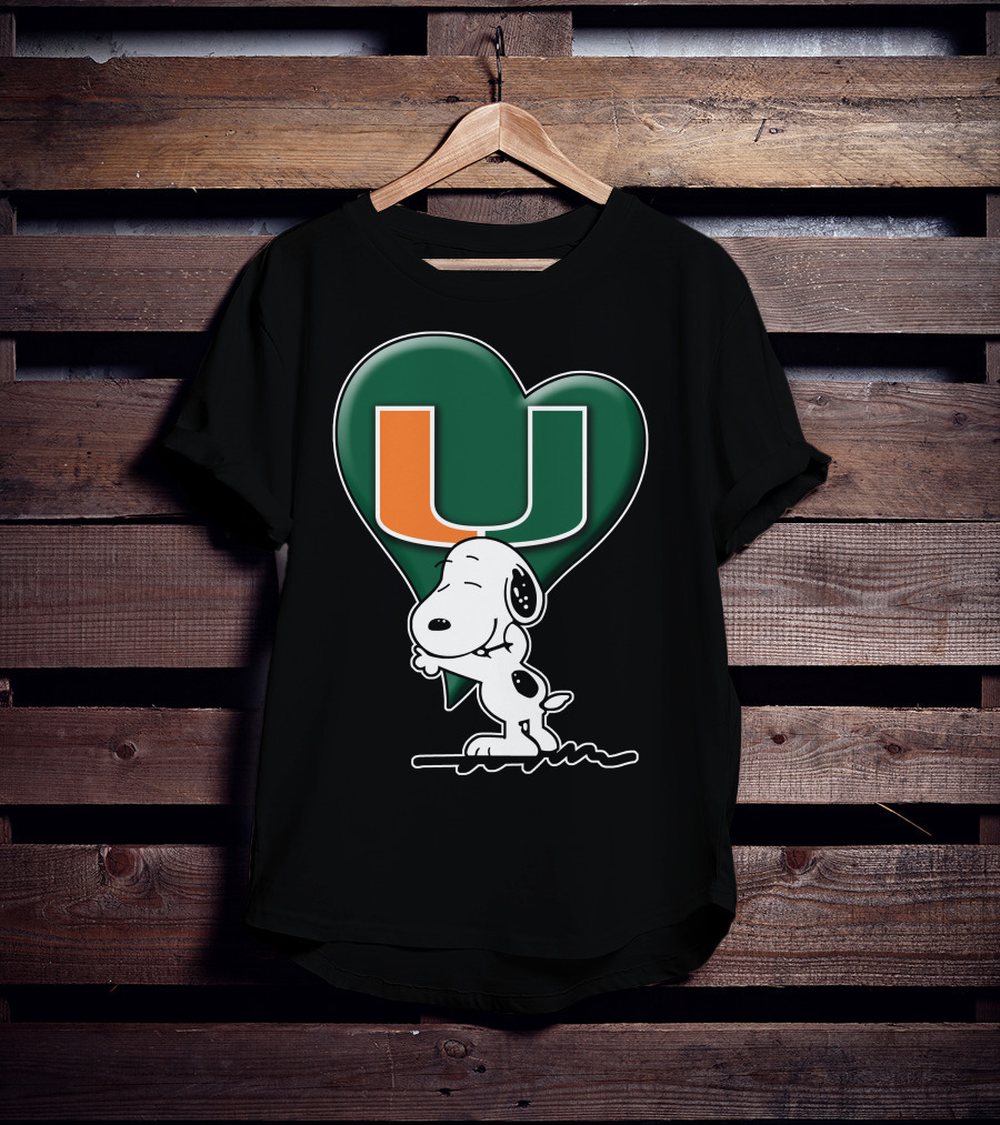 Snoop V1 Miami Hurricanes U Logo Heart Hug T-Shirt