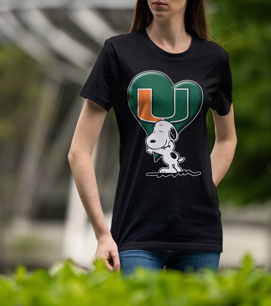 Snoop V1 Miami Hurricanes U Logo Heart Hug T-Shirt