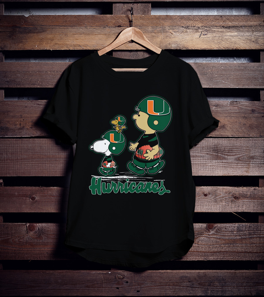Snpfootball Miami Hurricanes Peanuts Characters Football Helmets T-Shirt