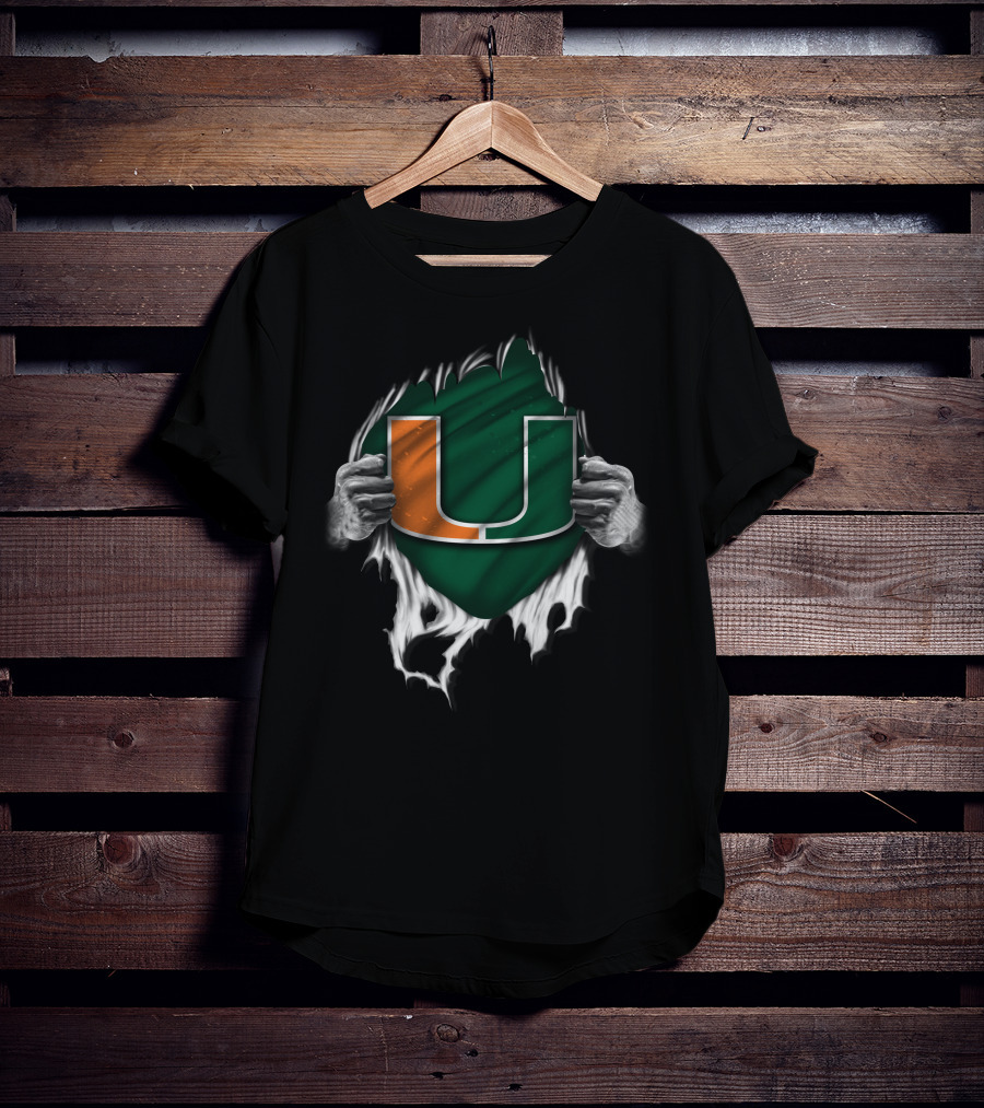 Miami Hurricanes U Logo Torn Reveal T-Shirt