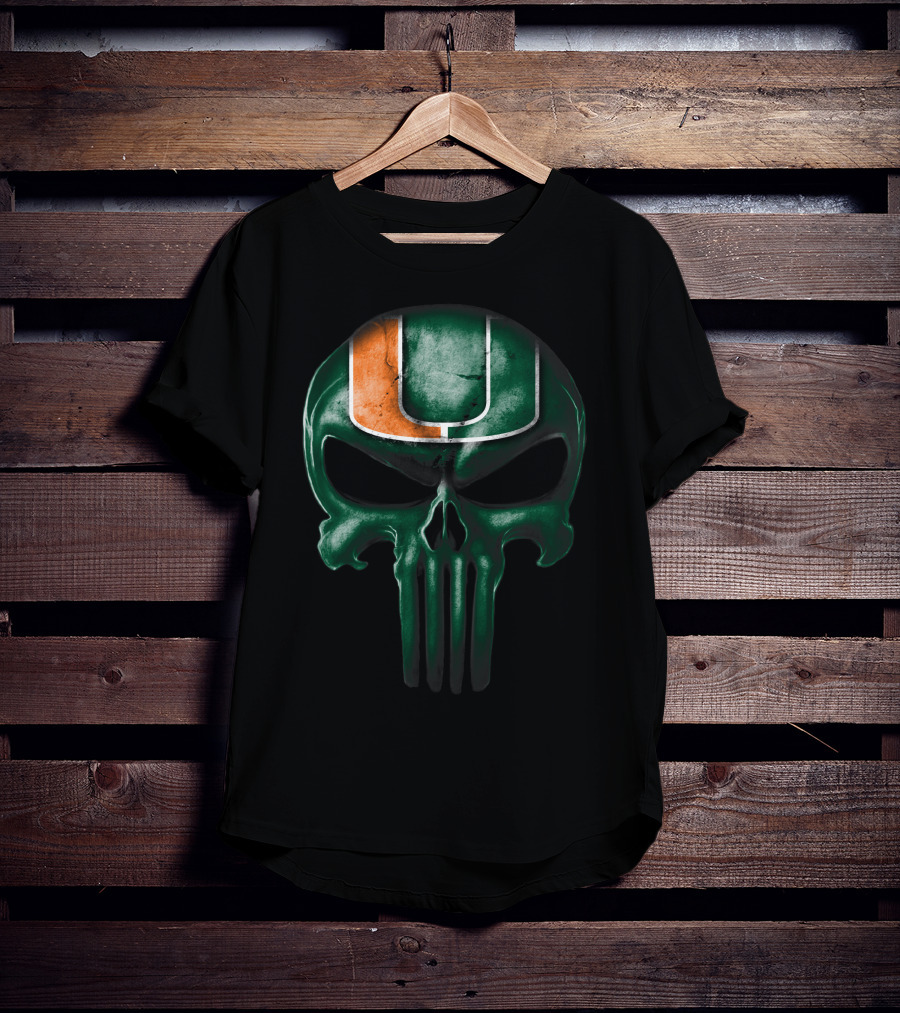 Miami Hurricanes Skull Punisher T-Shirt