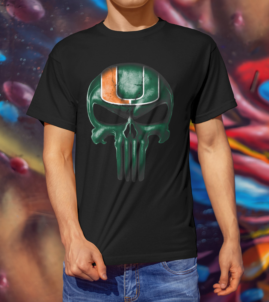Miami Hurricanes Skull Punisher T-Shirt