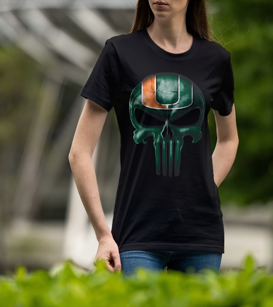 Miami Hurricanes Skull Punisher T-Shirt