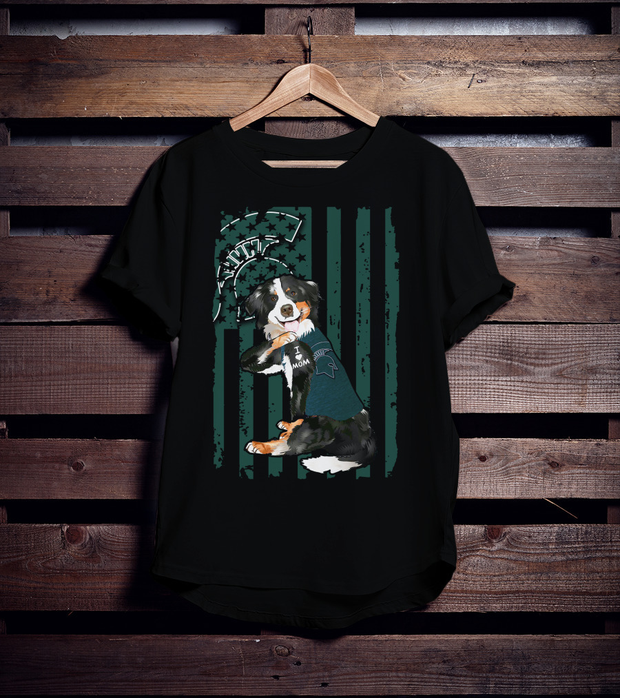 Border Collie I Love Mom Michigan State Spartans T-Shirt