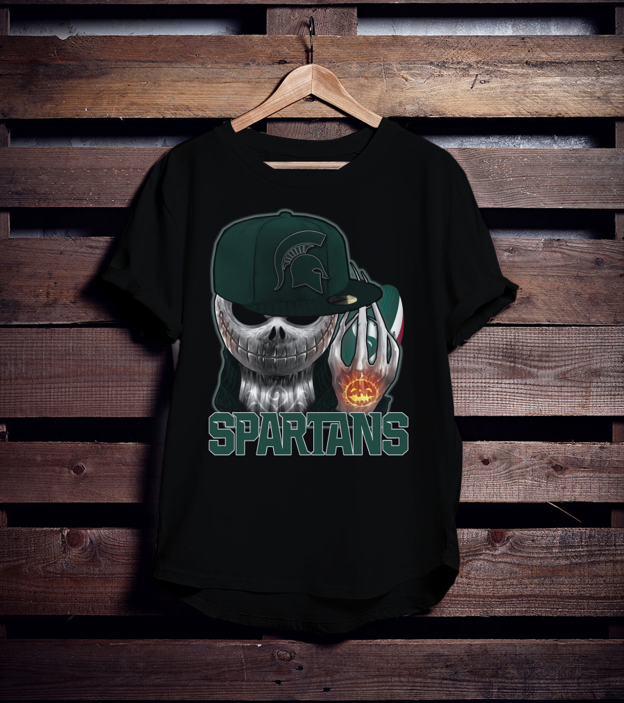 Jackskull Michigan State Spartans Halloween Pumpkin Skull T-Shirt