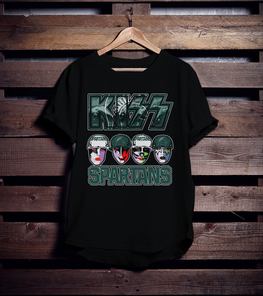 KISS Michigan State Spartans Band Face Makeup Fan Mashup T-Shirt