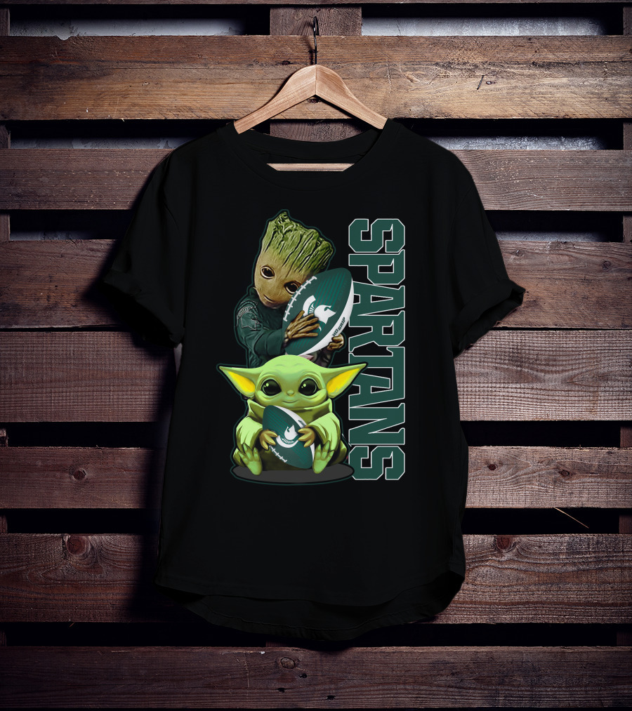 Grzd Michigan State Spartans Baby Alien And Tree Character Football T-Shirt