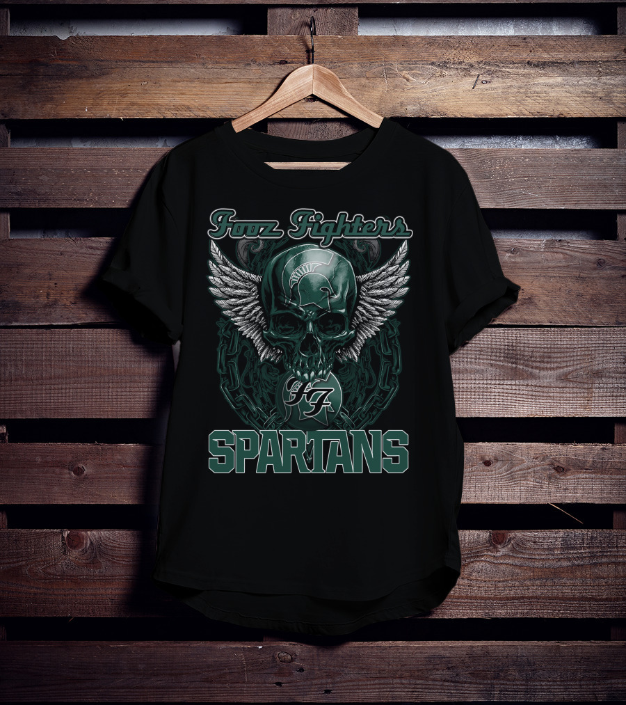Fozz Fighters Michigan State Spartans Winged Skull T-Shirt