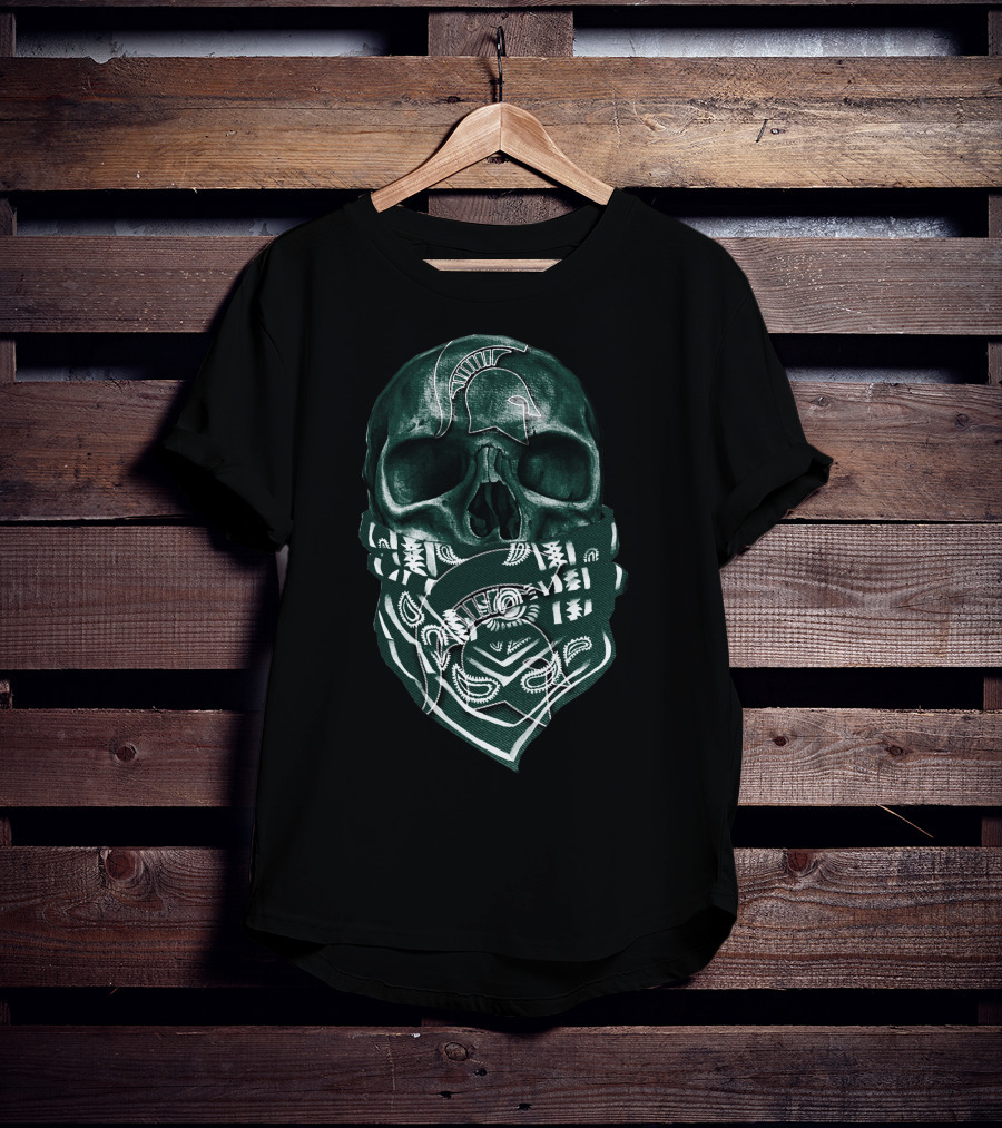 Skull Michigan State Spartans Bandana Style Spartan T-Shirt