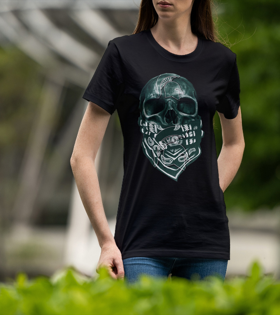 Skull Michigan State Spartans Bandana Style Spartan T-Shirt