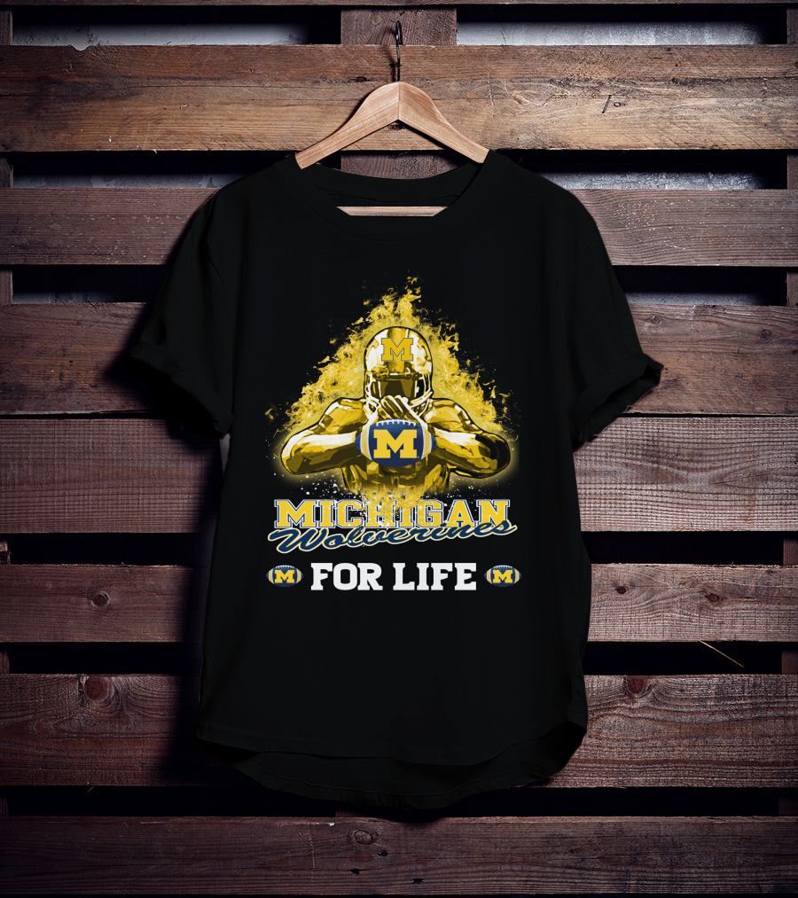 Michigan Wolverines For Life Football Explosion M T-Shirt