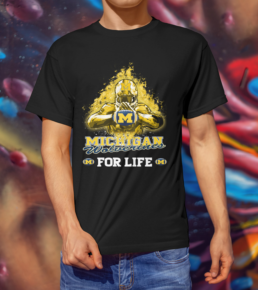 Michigan Wolverines For Life Football Explosion M T-Shirt