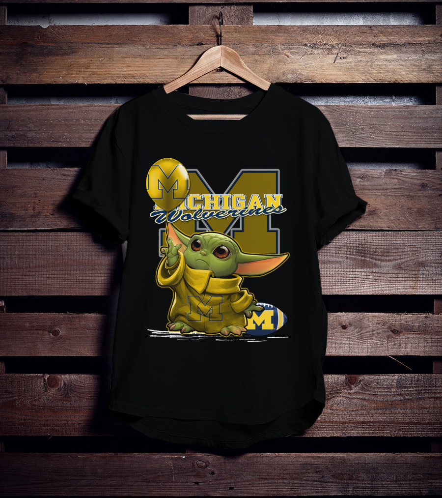 Yoda Michigan Wolverines Football Balloon T-Shirt