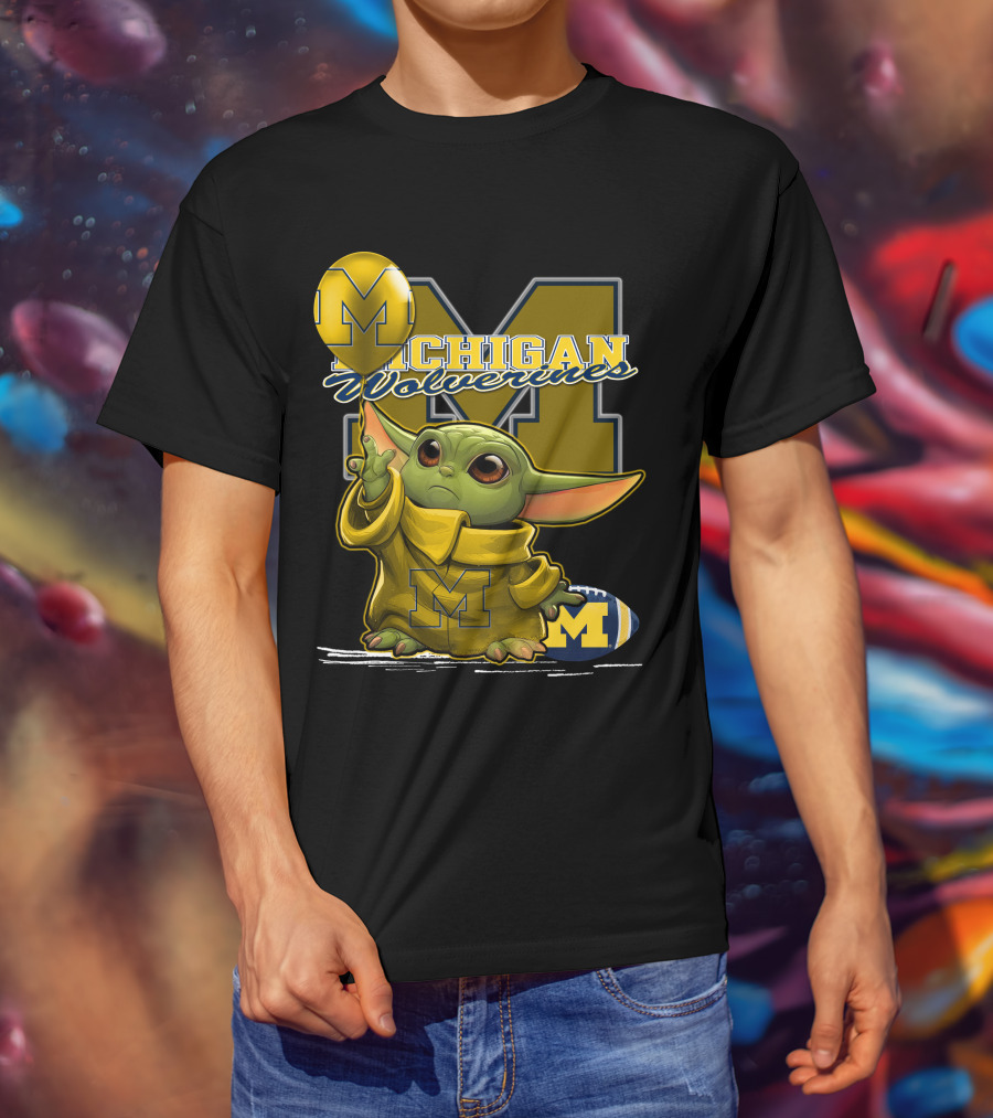 Yoda Michigan Wolverines Football Balloon T-Shirt