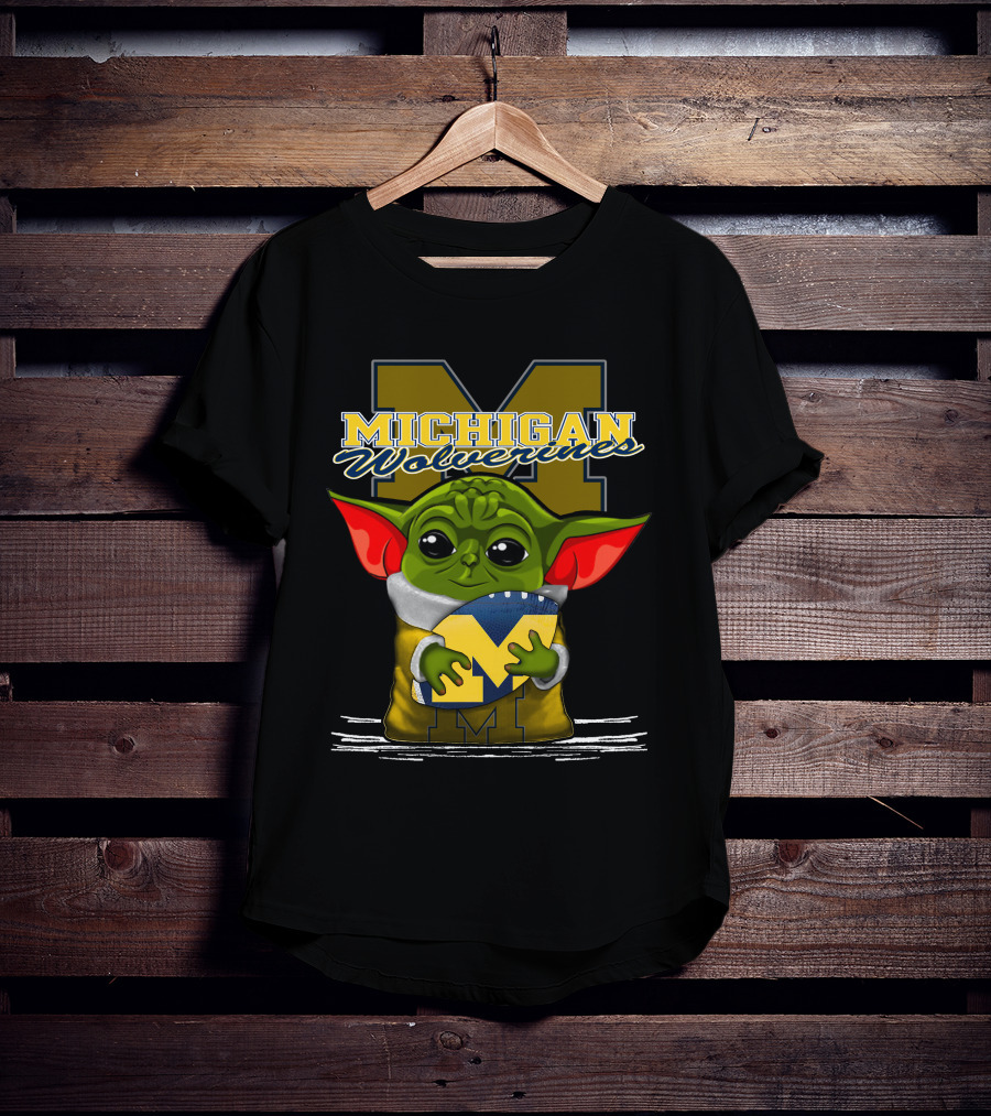 Michigan Wolverines Yoda Holding Football T-Shirt