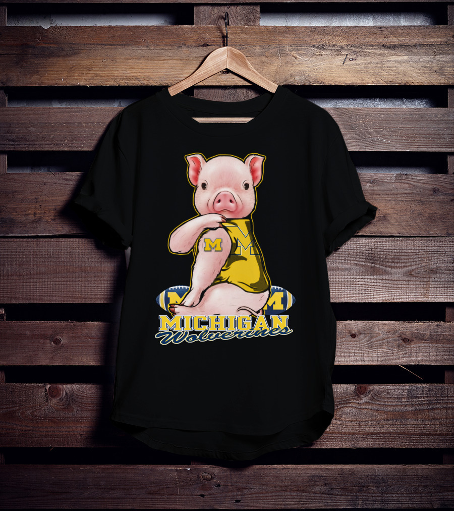Michigan Wolverines Pig Football T-Shirt