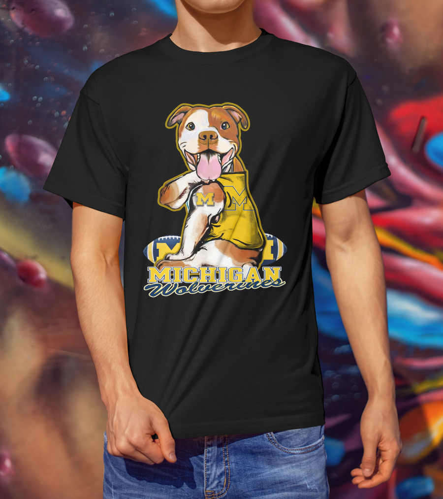 Pittbull Michigan Wolverines M Football Fan T-Shirt