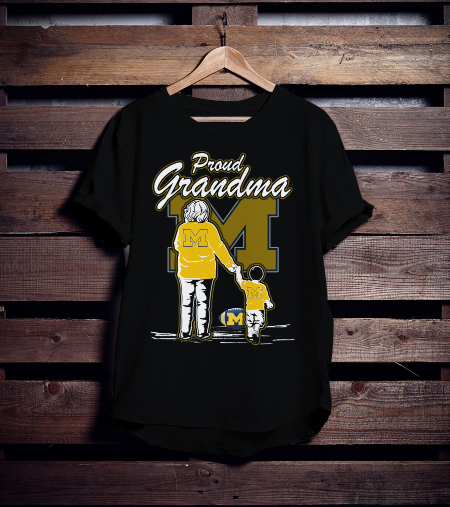Proud Grandma Michigan Wolverines Football Fan With Large 'M' T-Shirt