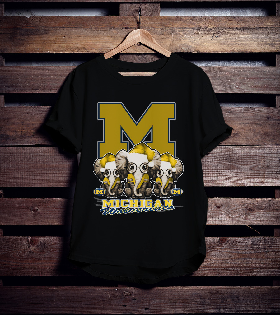 Michigan Wolverines Three Elephants With Glasses Holiday T-Shirt