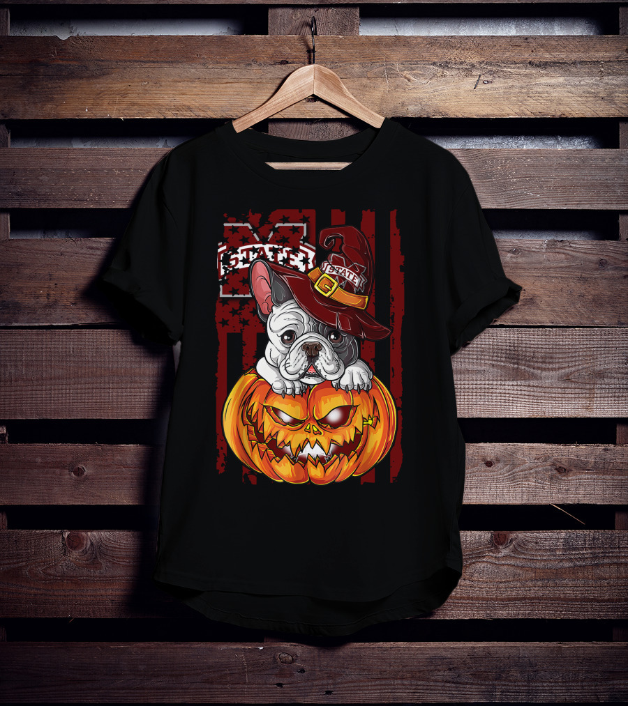 Hlw Bulldog Mississippi State Bulldogs Halloween Pumpkin Wizard Hat T-Shirt