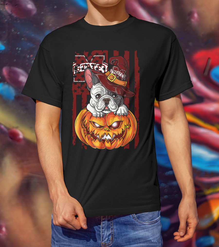 Hlw Bulldog Mississippi State Bulldogs Halloween Pumpkin Wizard Hat T-Shirt