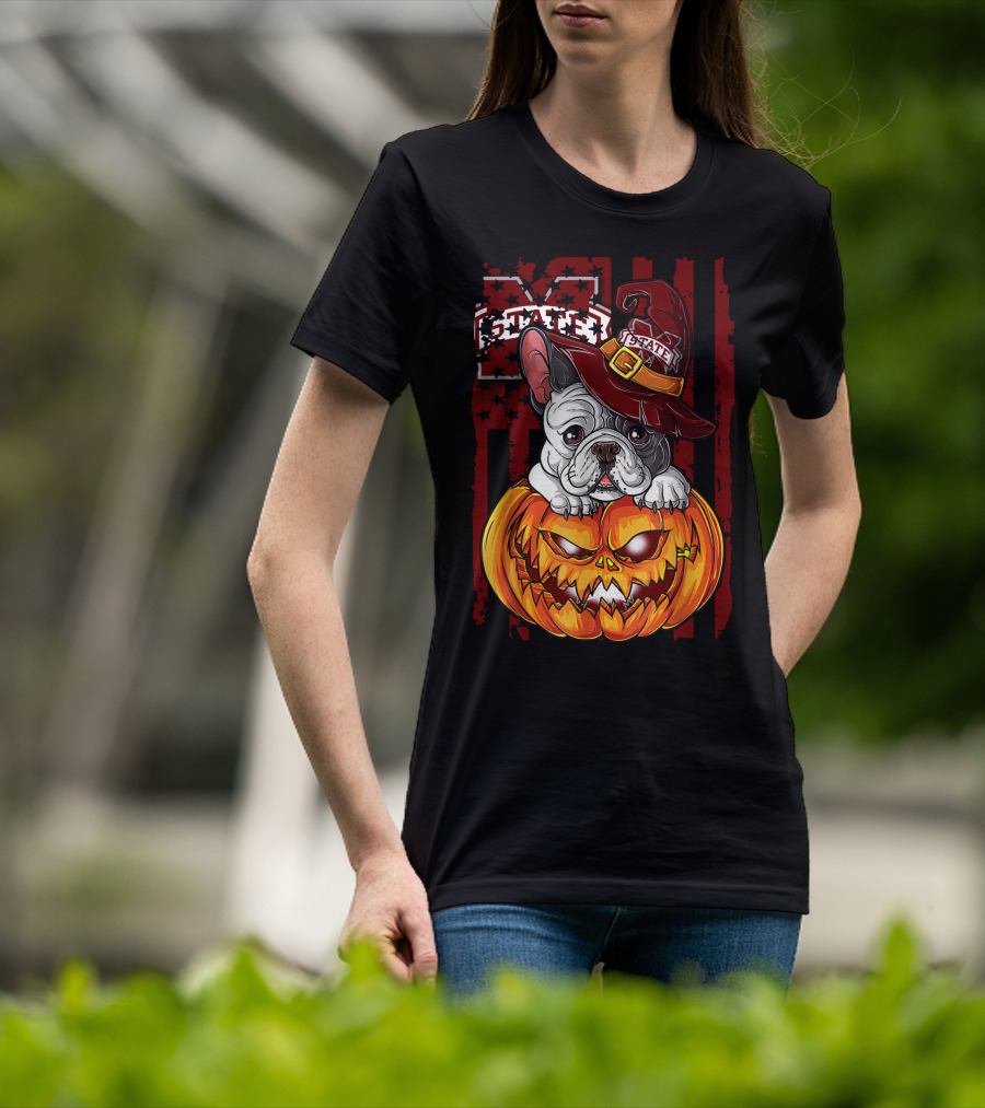 Hlw Bulldog Mississippi State Bulldogs Halloween Pumpkin Wizard Hat T-Shirt