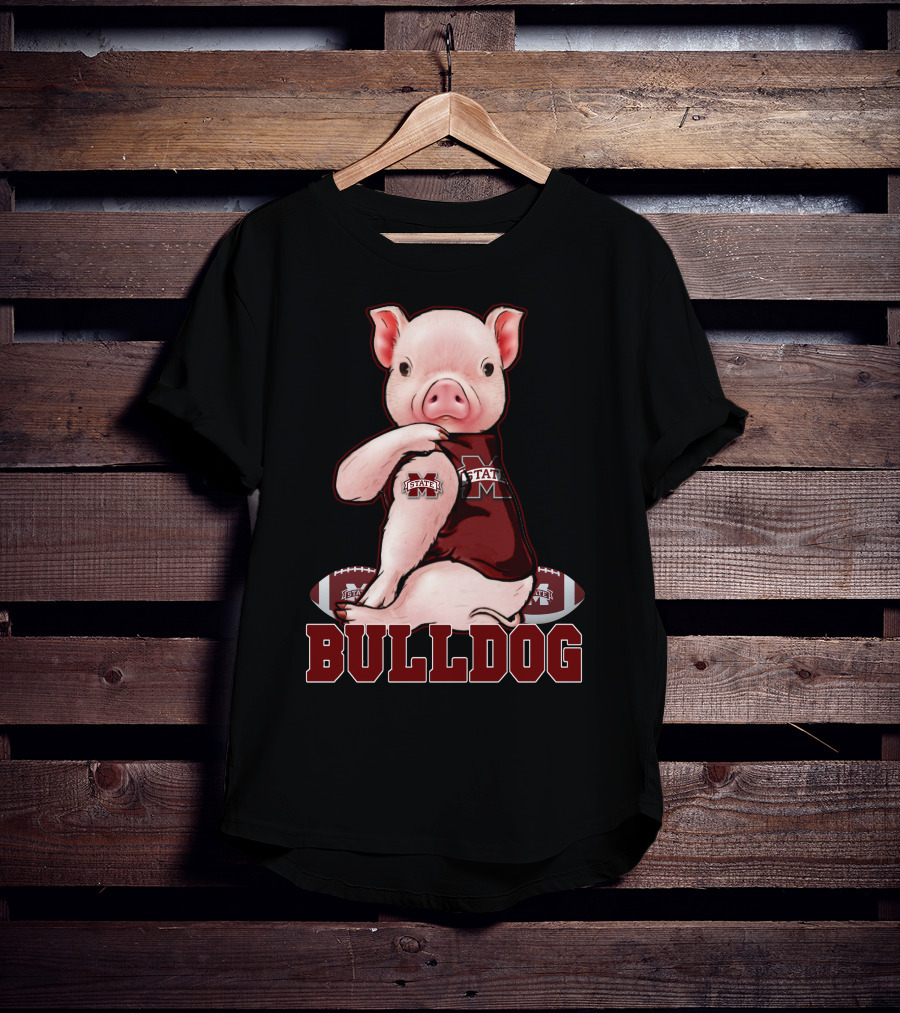 Mississippi State Bulldogs Pig With Football And Team T-Shirt