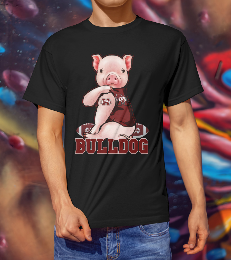 Mississippi State Bulldogs Pig With Football And Team T-Shirt