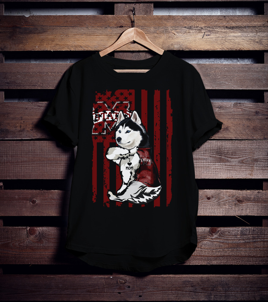 Mississippi State Bulldogs Siberian Husky I Love Mom T-Shirt