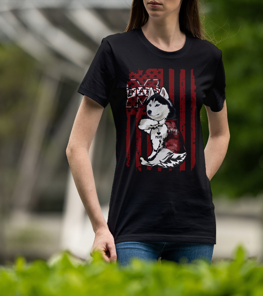 Mississippi State Bulldogs Siberian Husky I Love Mom T-Shirt