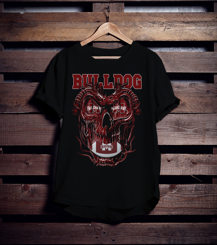 Bulldog Dragonskull Mississippi State M Football T-Shirt